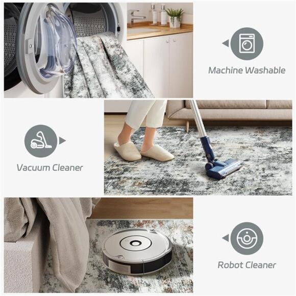 8x10 Area Rugs, Modern Abstract Washable Rug for Living Room, Stain Resistant - Picture 6 of 7